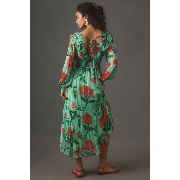 New Anthropologie The Odetta Ruffled V-Neck Dress Sz 1X - Picture 4 of 9